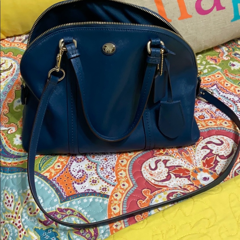 Peacock blue coach purse